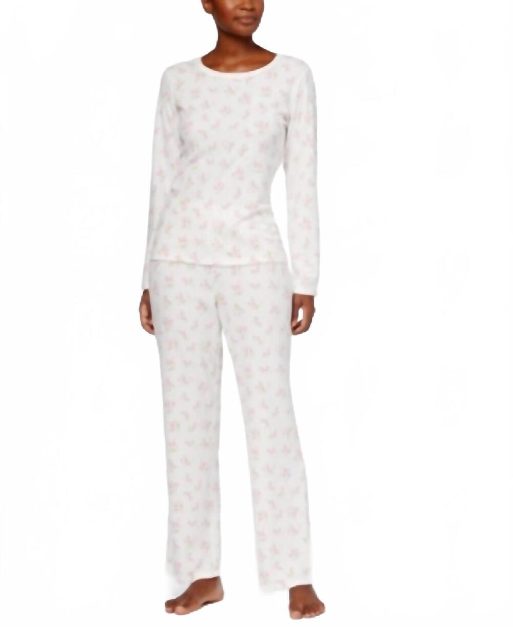 NEW CHARTER CLUB LUXURY sleepwear thermal fleece pajama set in viney ard floral